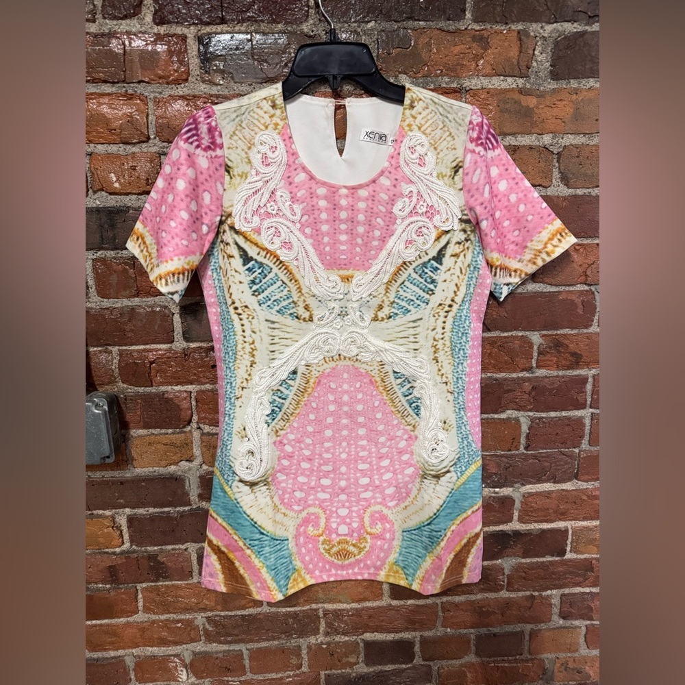 Xenia Boutique Pink and Cream Dress Size 12